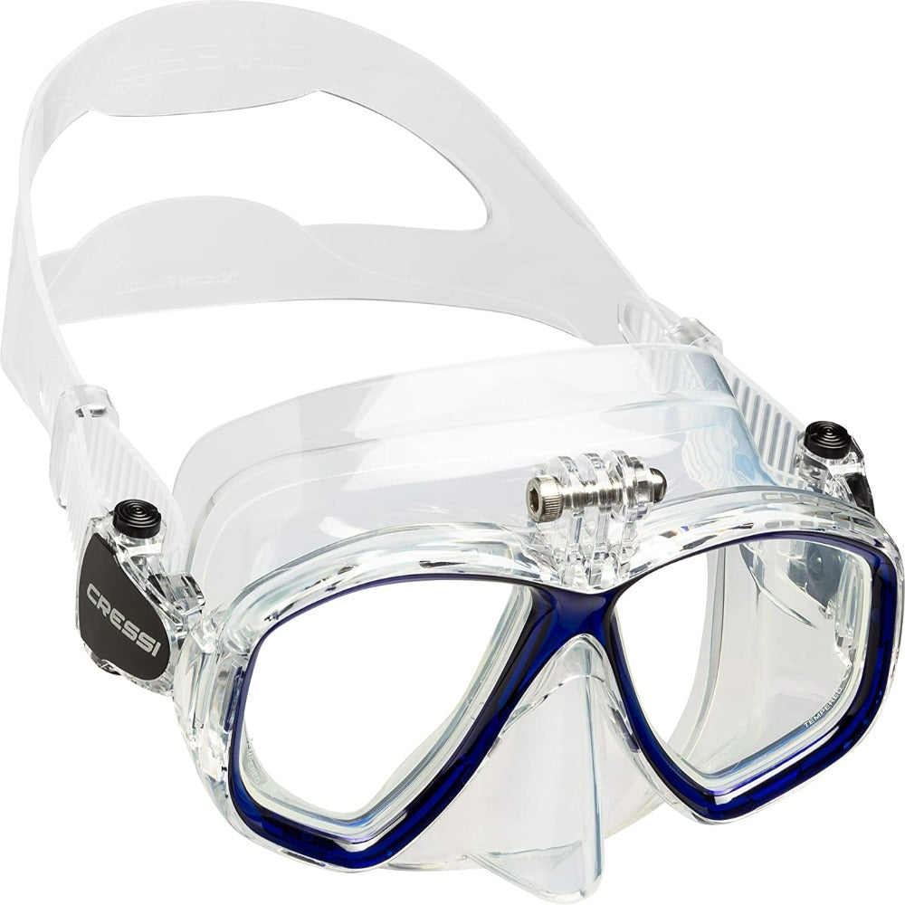 Cressi Action Diving Mask Transparent Blue GoPro Mount Prescription