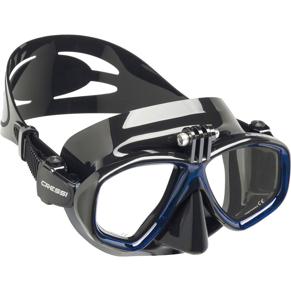 Cressi Action Diving Mask Black Blue GoPro Mount