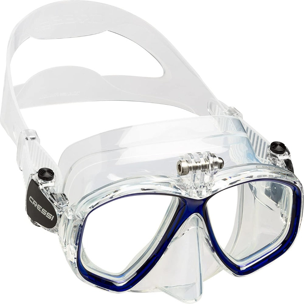 Cressi Action Diving Mask Transparent Blue GoPro Mount